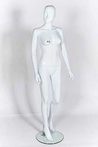 Picture of Full Body female Mannequin -Gloss White -window display - Knee Bent (R312)