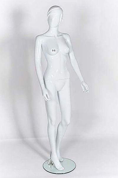 Picture of Full Body female Mannequin -Gloss White -window display - Knee Bent (R313)