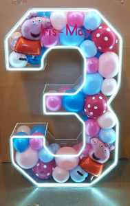 Picture of 1m Clear Acrylic 3D Letter / Numbers Balloon Decoration Display with LED Lights