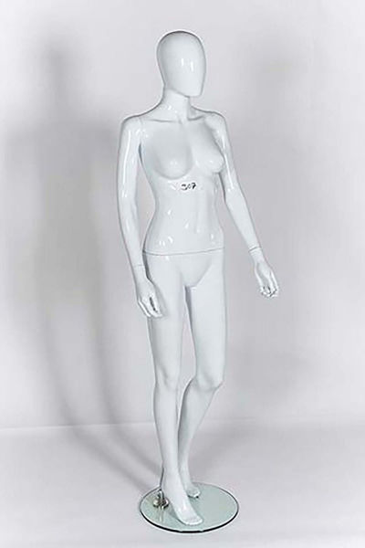 Picture of Full Body female Mannequin - Gloss White - window display - Knee Bent (R307)