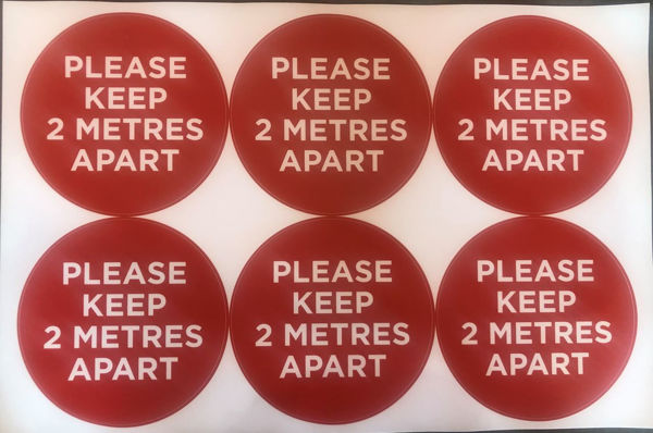 Picture of Please Keep 2 Metres Apart Red PACK OF 6