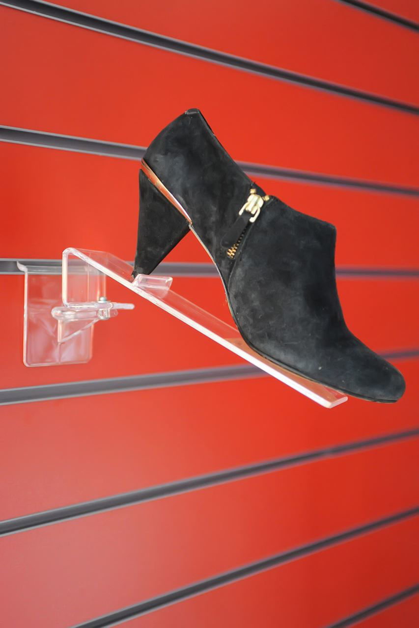 Swivel Slatwall Shoe Display with Heel Stopper Plasticraft Displays