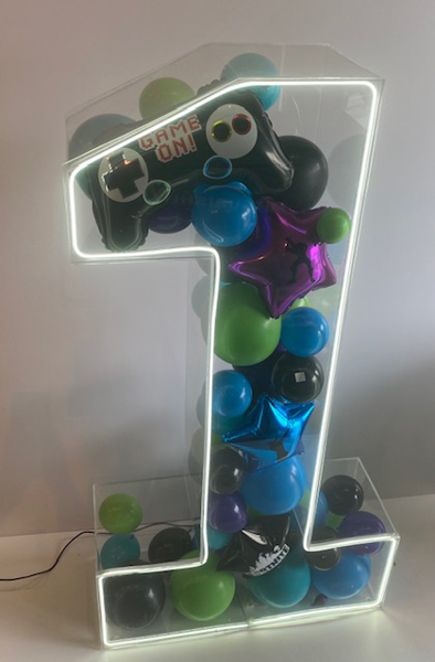 Picture of 1m Clear Acrylic 3D Letter / Numbers Balloon Decoration Display with LED Lights