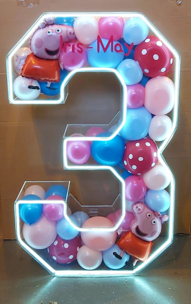 Picture of 4ft Clear Acrylic 3D Numbers Balloon Decoration Display with LED LIghts