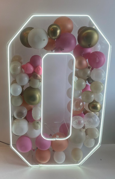 Picture of 4ft Clear Acrylic 3D Numbers Balloon Decoration Display with LED LIghts