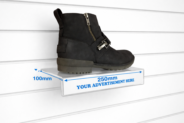Picture of Flat Slatwall Shoe Shelf 250 x 100mm with Sign Slot