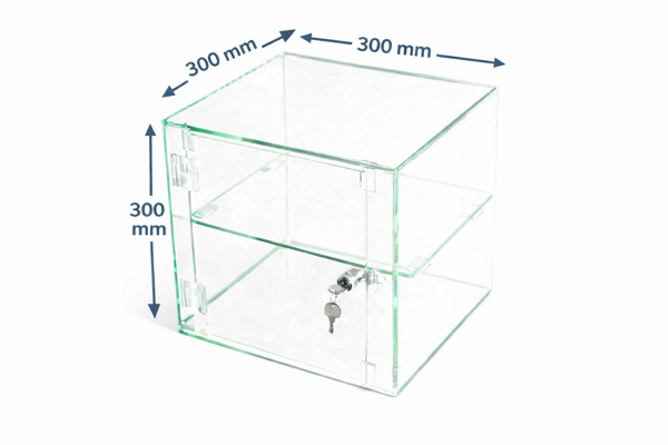 Picture of Glass Effect Lockable Display Cabinet 300 x 300 x 300