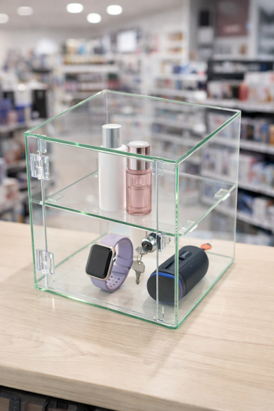 Picture of Glass Effect Lockable Display Cabinet 300 x 300 x 300