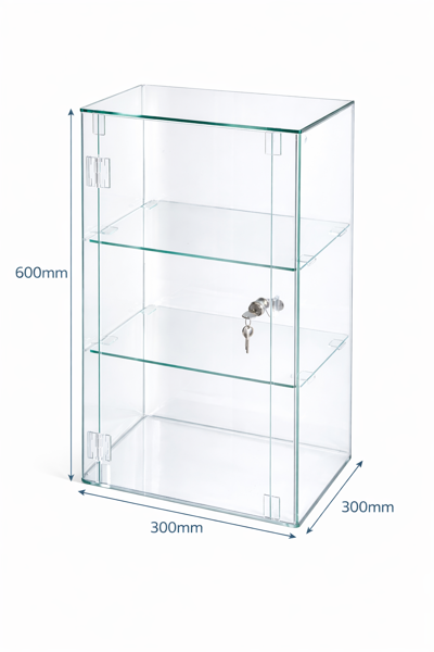 Picture of Glass Effect Lockable Display Cabinet 600 x 300 x 300