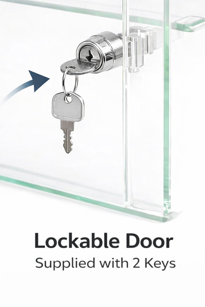 Picture of Glass Effect Lockable Display Cabinet 600 x 300 x 300