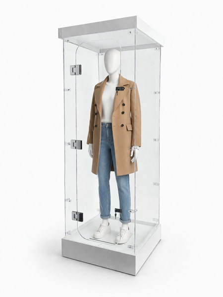 Picture of White Acrylic Mannequin Display Pod – 750 x 750 x 2200mm