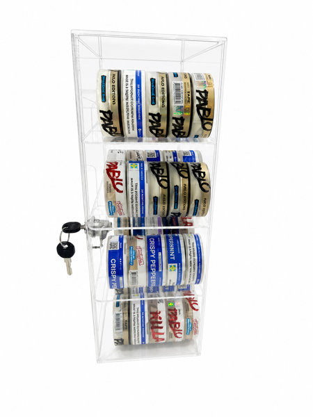 Lockable nicotine pouch display stand Acrylic nicotine pouch display cabinet 16 facing nicotine pouch countertop display Secure nicotine pouch retail display stand Lockable acrylic nicotine pouch organiser