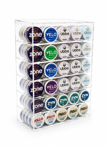 Picture of 30 Facing Nicotine Pouch Display Stand – Clear Acrylic Countertop Display for 300 Tins