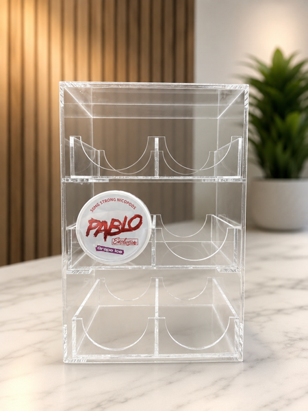 Picture of 6 Facing Nicotine Pouch Display Stand – Acrylic Counter Display for 36 Tins