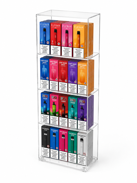 Picture of Clear Acrylic Vape Display Stand | Open Back Countertop Unit | 610mm High