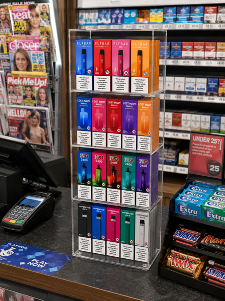 Picture of Clear Acrylic Vape Display Stand | Open Back Countertop Unit | 610mm High