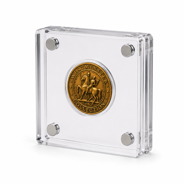 Picture of Square Magnetic Acrylic Coin Holder – Single Coin Display Case 45mm