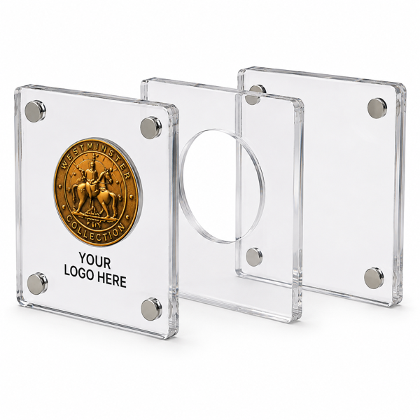 Picture of Square Magnetic Acrylic Coin Holder – Single Coin Display Case 50mm